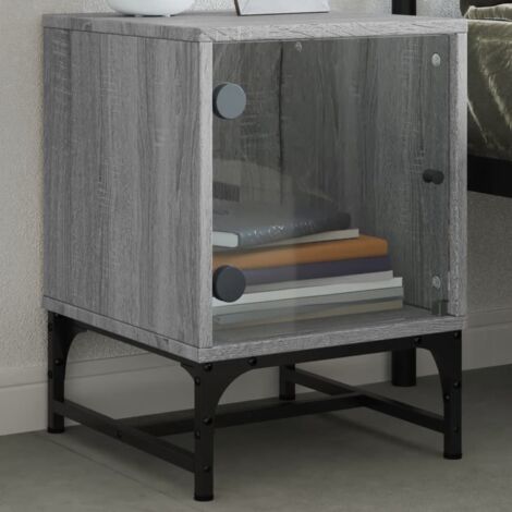 vidaXL Nachttisch mit Glastür Sonoma Grau 35x37x50 cm