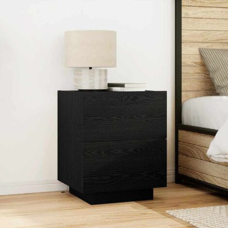 vidaXL Nachttisch mit LED-Lichtern Schwarze Eiche 45x40x55 cm
