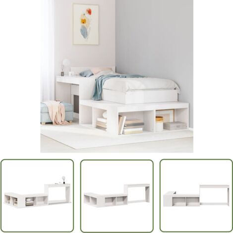 vidaXL Nachttisch mit Schreibtisch Weiß 222x107x75 cm Massivholz