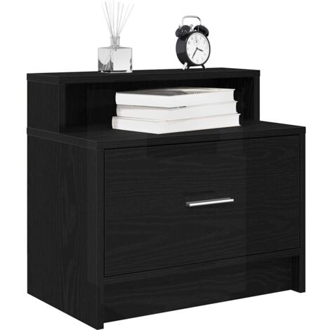 vidaXL Nachttisch mit Schublade Schwarz Eichen-Optik 51x31x47 cm