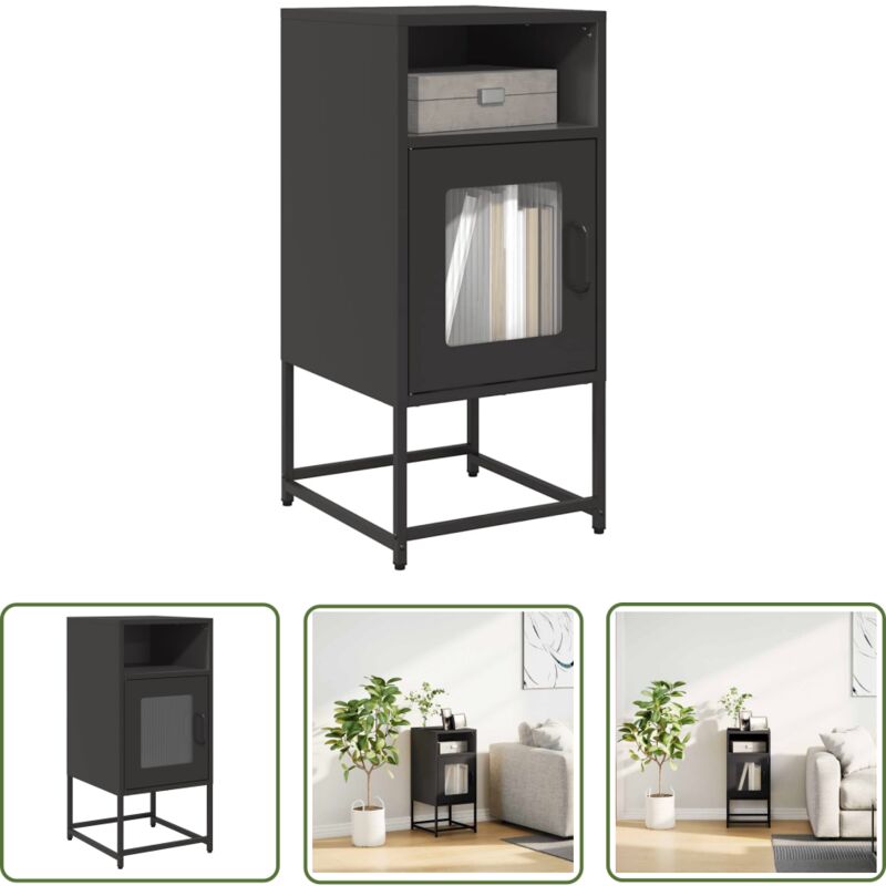 The Living Store - Vidaxl Nachttisch Schwarz 36x39x78 Cm Kaltgewalzter Stahl