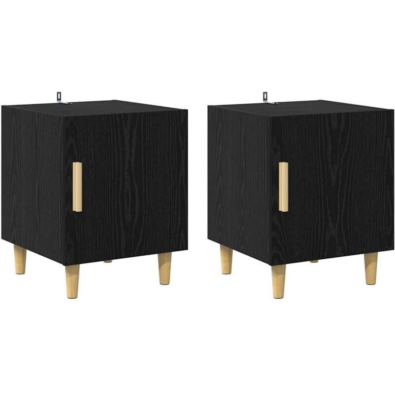 Nachttisch 2 Pcs Schwarz Eichen-optik 40 X 40 X 50 Cm Vidaxl