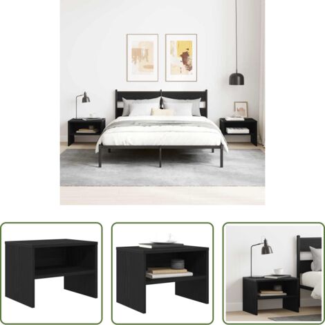 vidaXL Nachttisch Schwarz -  Nachttisch Schwarz Eichen-Optik 40 x 40 x 30 cm Holzwerkstoff