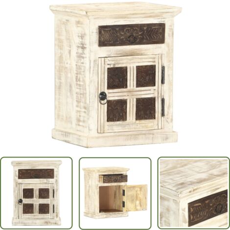 vidaXL Nachttisch Weiß 40×30×50 cm Mango Massivholz