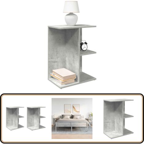 vidaXL Nachttische 2 Stk. Betongrau 46,5x29x61 cm Holzwerkstoff
