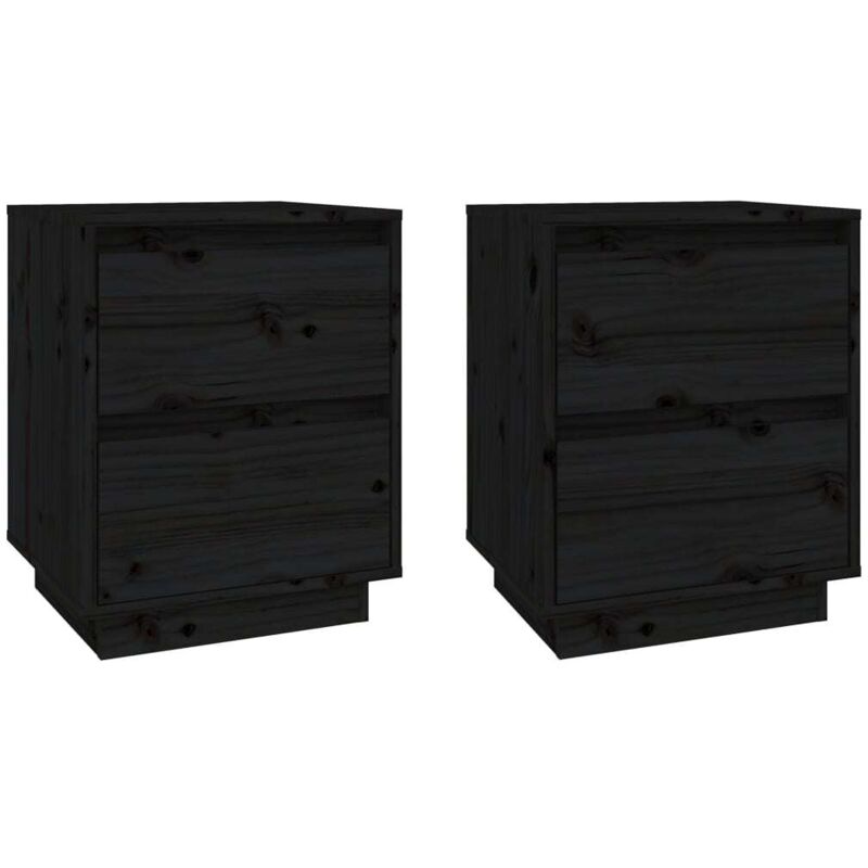Nachttische 2 Stk. Schwarz 40x35x50 Cm Massivholz Kiefer - Vidaxl