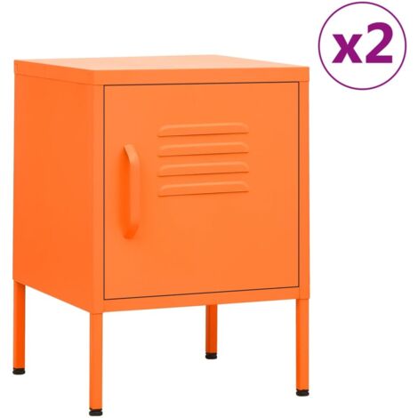 vidaXL Nachttische 2 Stk. Orange 35x35x51 cm Stahl