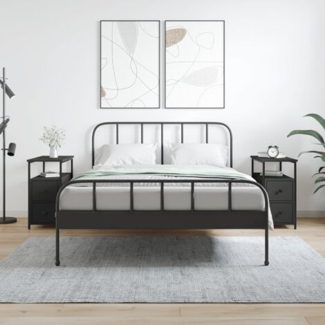 vidaXL Nachttische 2 Stück schwarz 30x60x60 cm Ingenieurholz