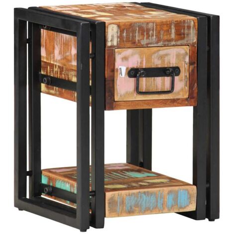 vidaXL Nachttische 2er Set, 40x40x40 cm, Massivholz, Altholz
