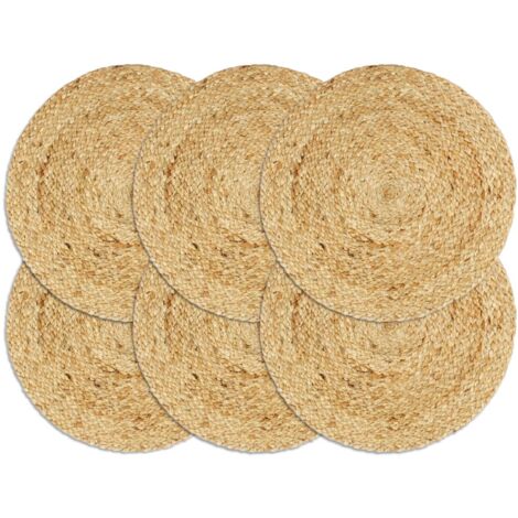 Vidaxl – Lot de 6 napperons ronds en jute naturel 38 cm – Tissés à la main – Doux et durable – Décoration de table élégante