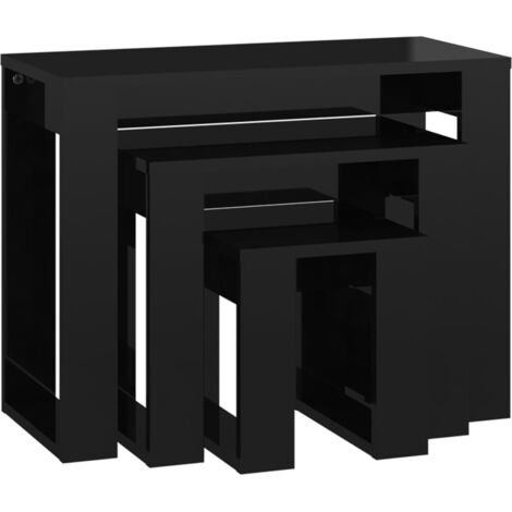 vidaXL Nesting Tables 3 pcs Black Chipboard - Black