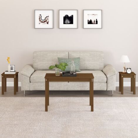 vidaXL Nesting Tables 3 pcs Honey Brown Solid Wood Pine