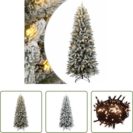 vidaXL Neve Floccata -  Albero di Natale Artificiale con 300 LED e Neve Floccata 180 cm