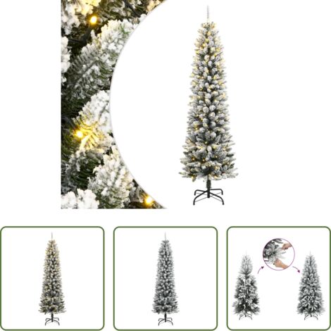 vidaXL Neve floccata -  Albero di Natale Artificiale con 300 LED e Neve Floccata 180 cm
