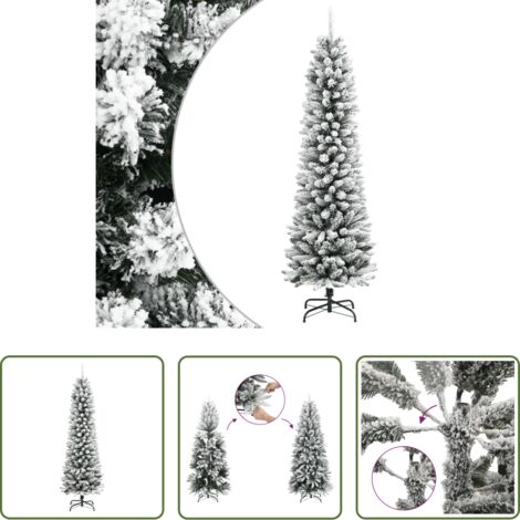 vidaXL Neve floccata -  Albero Natale Artificiale Sottile Neve Floccata 240 cm PVC e PE