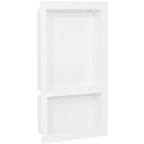 vidaXL Nicchia da Doccia con 2 Scomparti Bianco Lucido 41x69x9 cm