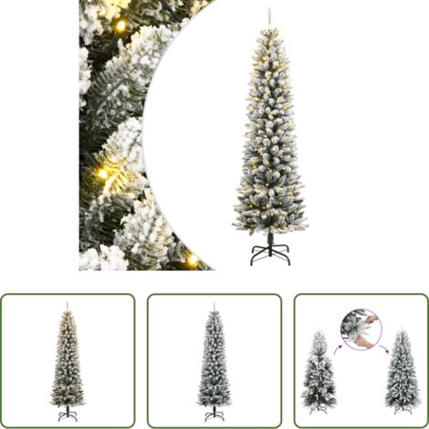 vidaXL Nieve artificial -  Árbol de Navidad artificial con 300 LEDs y nieve flocada 210 cm
