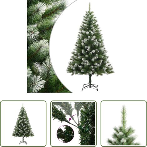 vidaXL Nieve artificial -  Árbol de Navidad artificial con bisagras y nieve flocada 150 cm