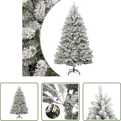 vidaXL Nieve artificial -  Árbol de Navidad artificial con bisagras y nieve flocada 210 cm