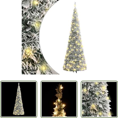 vidaXL Nieve artificial -  Árbol de Navidad artificial desplegable con nieve 150 LED 180cm