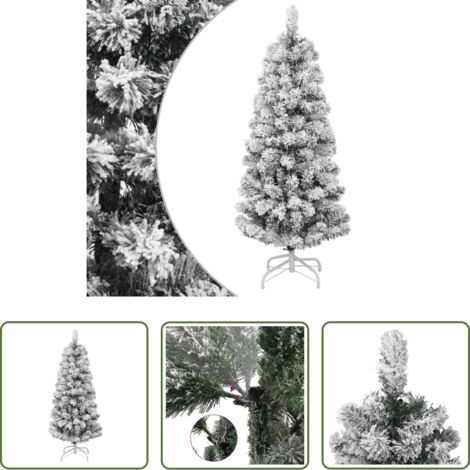 vidaXL Nieve flocada -  Árbol de Navidad artificial con bisagras y nieve flocada 120 cm