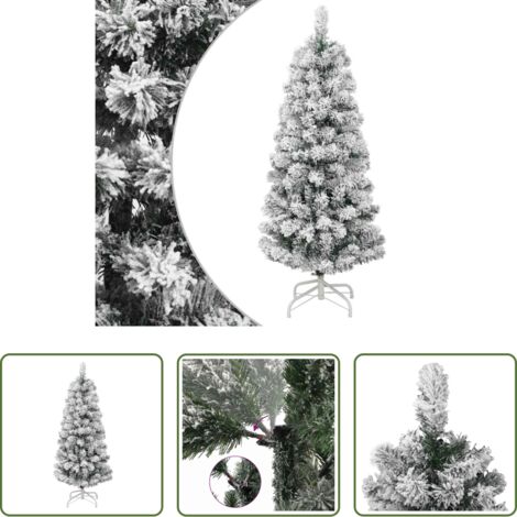 vidaXL Nieve flocada -  Árbol de Navidad artificial con bisagras y nieve flocada 150 cm