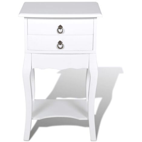 main image of "vidaXL Nightstand with 2 Drawers Bedside Table Chest Storage Cabinet Telephone Standing Bedroom Home Furniture White/Brown 1/2 pcs"