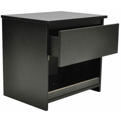 main image of "vidaXL Nightstand with One-Drawer Black 2 pcs - Black"