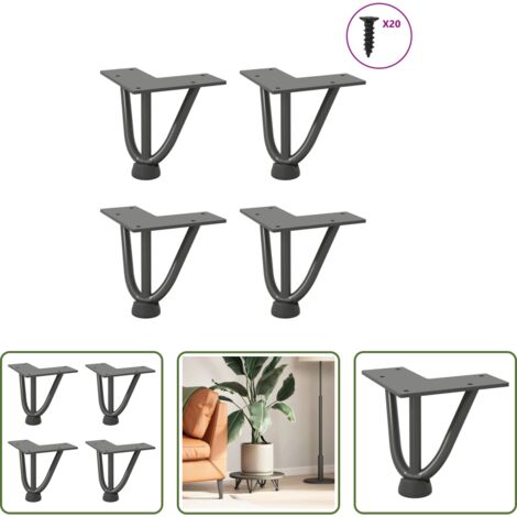 vidaXL Niveladores para mesa -  Patas de horquilla para mesa de centro (4 unidades, antracita, 10 cm, acero macizo)