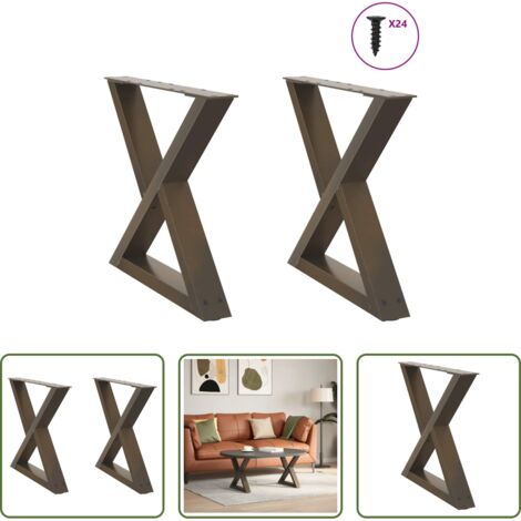 vidaXL Niveladores para mesa -  Patas para mesa de centro (2 unidades, acero natural, 60 x 42-43,3 cm)