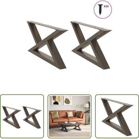 vidaXL Niveladores para mesa -  Patas para mesa de centro (2 unidades, acero natural, 70 x 30-31,3 cm)