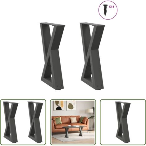 vidaXL Niveladores para mesa -  Patas para mesa de centro (2 unidades), antracita, 28 x (42-43,3) cm, acero