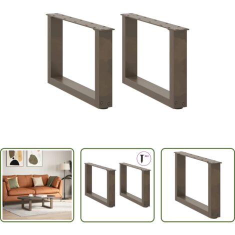 vidaXL Niveladores para mesa -  Patas para mesa de centro en forma de U (2 unidades, acero natural, 50 x 30-31 cm)