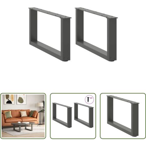 vidaXL Niveladores para mesa -  Patas para mesa de centro en forma de U (2 unidades), antracita, 70 x (30-31) cm, acero