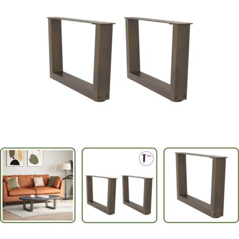 vidaXL Niveladores para mesa -  Patas para mesa de centro en forma de V (2 unidades, acero natural, 50 x 30-31,3 cm)