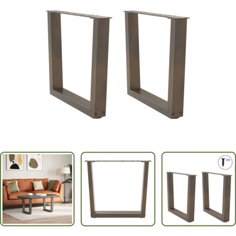 vidaXL Niveladores para mesa -  Patas para mesa de centro en forma de V (2 unidades, acero natural, 50 x 42-43,3 cm)
