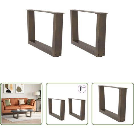 vidaXL Niveladores para mesa -  Patas para mesa de centro en forma de V (2 unidades, acero natural, 60 x 30-31,3 cm)