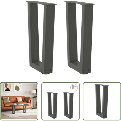 vidaXL Niveladores para mesa -  Patas para mesa de centro en forma de V (2 unidades), antracita, 38 x (42-43,3) cm, acero