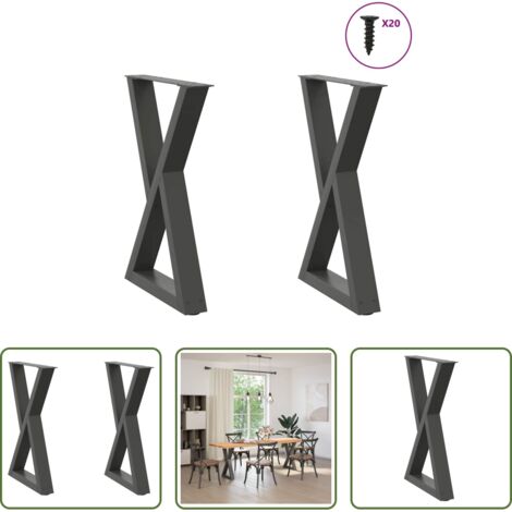 vidaXL Niveladores para mesa -  Patas para mesa de comedor (2 unidades), antracita, 50 x (72-73,3) cm, acero
