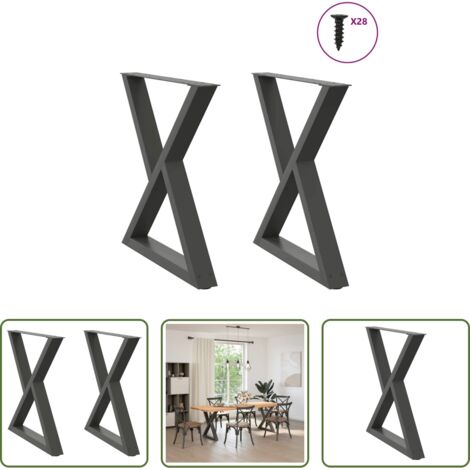 vidaXL Niveladores para mesa -  Patas para mesa de comedor (2 unidades), antracita, 70 x (72-73,3) cm, acero
