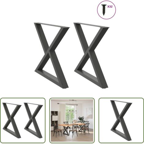 vidaXL Niveladores para mesa -  Patas para mesa de comedor (2 unidades), antracita, 90 x (72-73,3) cm, acero