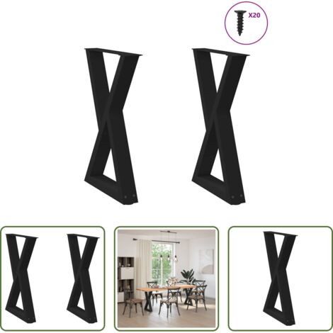 vidaXL Niveladores para mesa -  Patas para mesa de comedor (2 unidades), color negro, 50 x 72-73,3 cm, acero