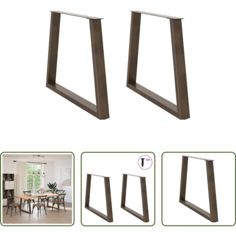 vidaXL Niveladores para mesa -  Patas para mesa de comedor en forma de V (2 unidades, acero natural, 100 x 72-73,3 cm)