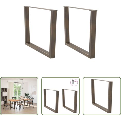 vidaXL Niveladores para mesa -  Patas para mesa de comedor en forma de V (2 unidades, acero natural, 100 x 72-73,3 cm)