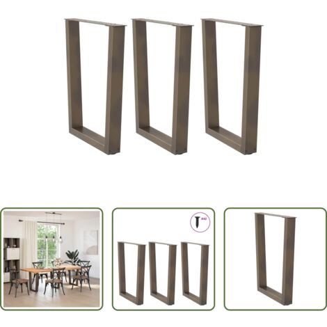 vidaXL Niveladores para mesa -  Patas para mesa de comedor en forma de V (3 unidades, acero natural, 70 x 72-73,3 cm)