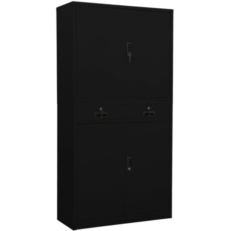 vidaXL Office Cabinet Black 90x40x180 cm Steel