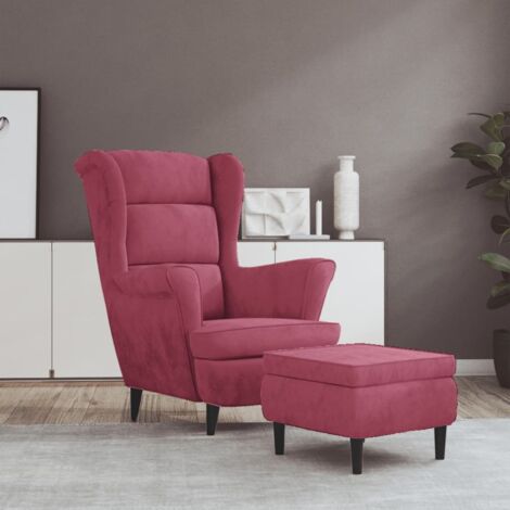 vidaXL Ohrensessel mit Hocker bordeaux Samt