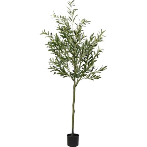 Vidaxl – Olivier artificiel 180 cm – 700 feuilles en fibres réalistes – Tronc en PE – Pot en plastique robuste pour stabilité