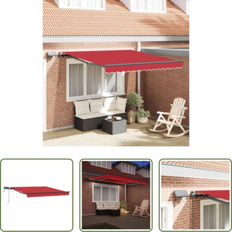 vidaXL Ombra esterna -  Tenda Retrattile Rosso 300 x 250 cm Tessuto