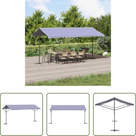 vidaXL Ombra -  Tenda da Sole Blu e Bianca 500x300 cm in Tessuto e Acciaio